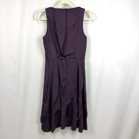 Byron Lars Beauty Mark Purple Silk DropWaist Ruffled Sleeveless Midi Dress Sz 2 - Picture 4 of 12